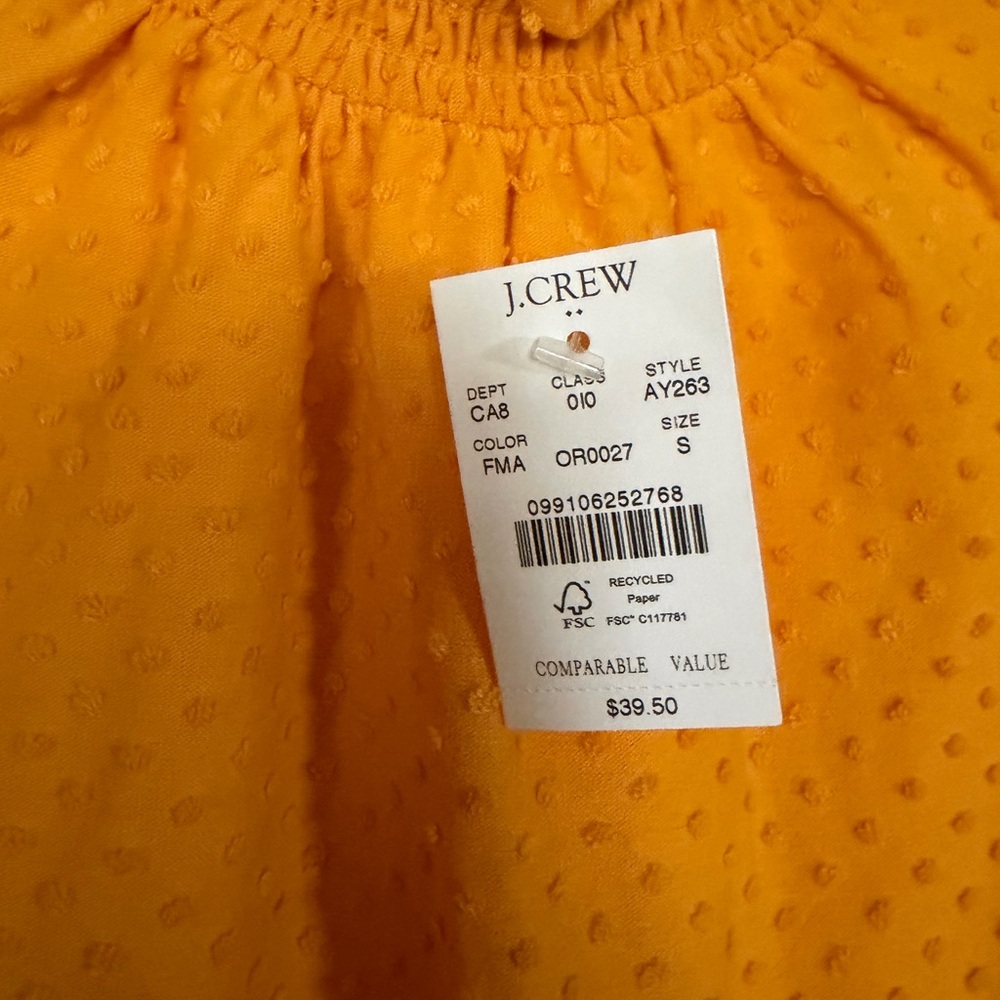 J. Crew Mustard Swiss Dot Ruffle Neck Blouse - Picture 3 of 5